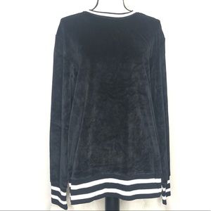 AE Black Velour Pullover with White Trim Sz M